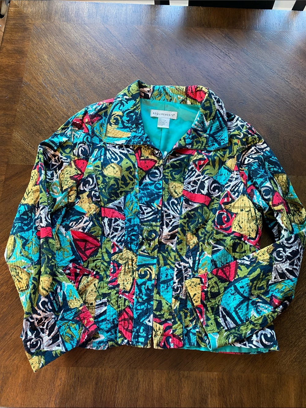 Vintage 90s Requirements Abstract Graffiti Full Zip Jacket Artsy Quirky L